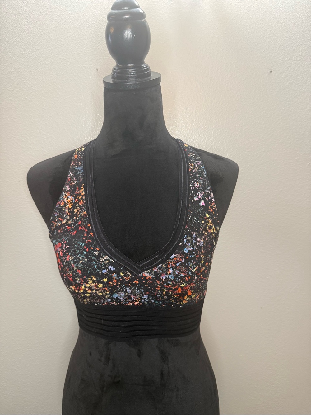 lululemon athletica Black Sports Bra with Multicolor Speckle Print